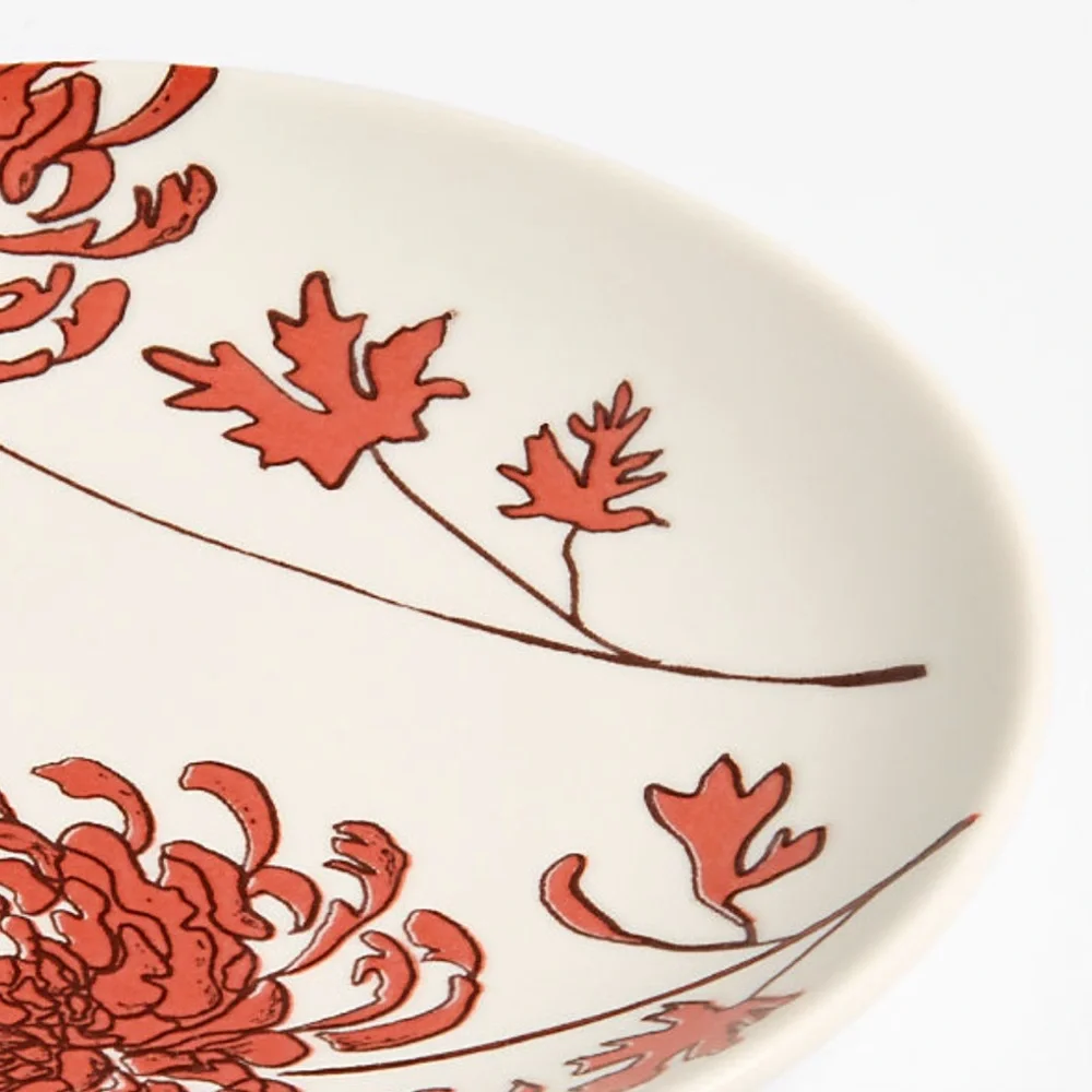 New! Crate&Barrel Red Floral Appetizer Plate 6.5”